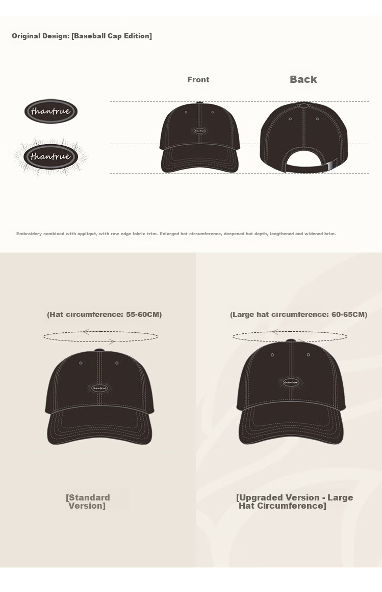 THANTRUE Baseball Cap for Men And Women, Fashionable Duck Tongue Hat with Large Brim to Make Face Look Smaller, Suitable for All Seasons, High-Quality Y226 4