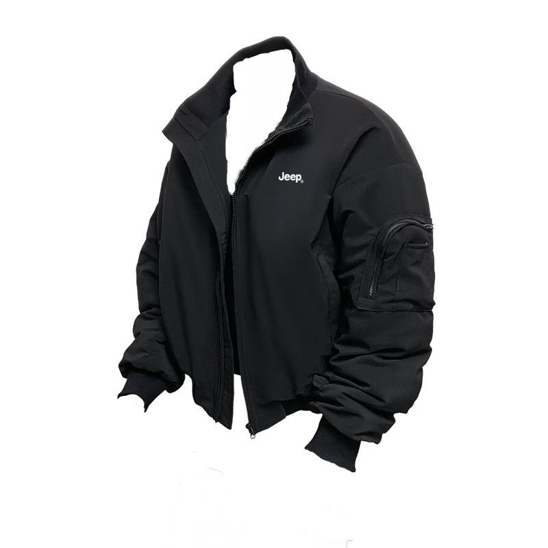 JEEP Men's Jacket, Spring And Autumn Loose Fit Workwear Pilot Coat, American Casual Menswear, Black, 4XL