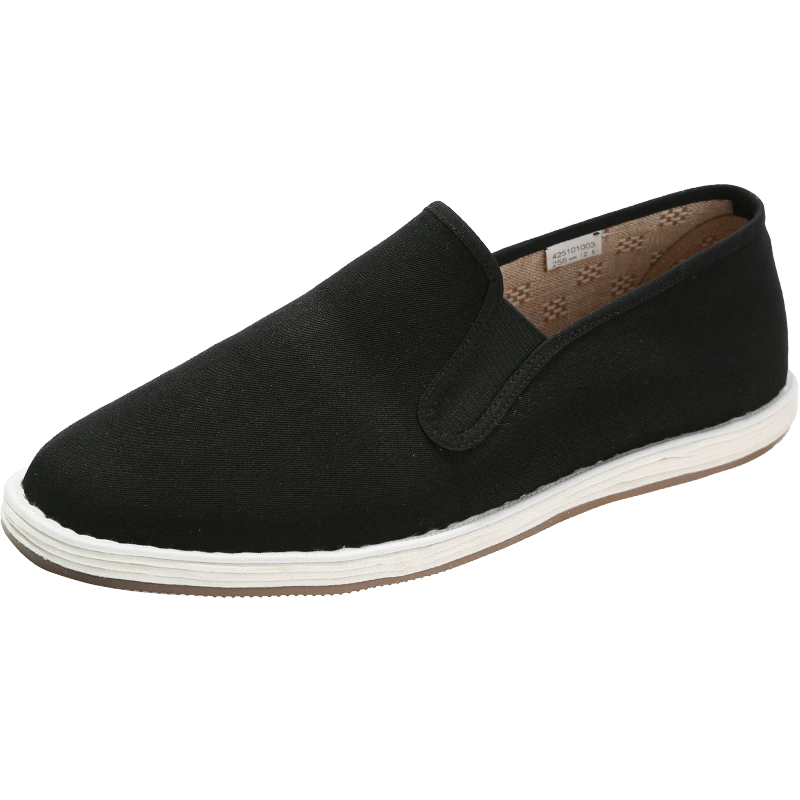 Lao Mei Hua Classic Scarf Style Old Beijing Cloth Shoes Men Breathable Thousand-Layer Sole Slip-On Lazy Shoes Black Size 44