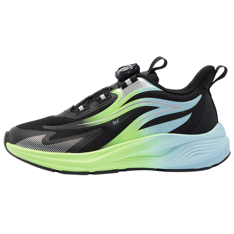 361掳 Qingling Children's Running Shoes 26 Spring Boys and Girls Youth Quick Bounce Cushioning Dial Professional Sports Shoes Black Size 36