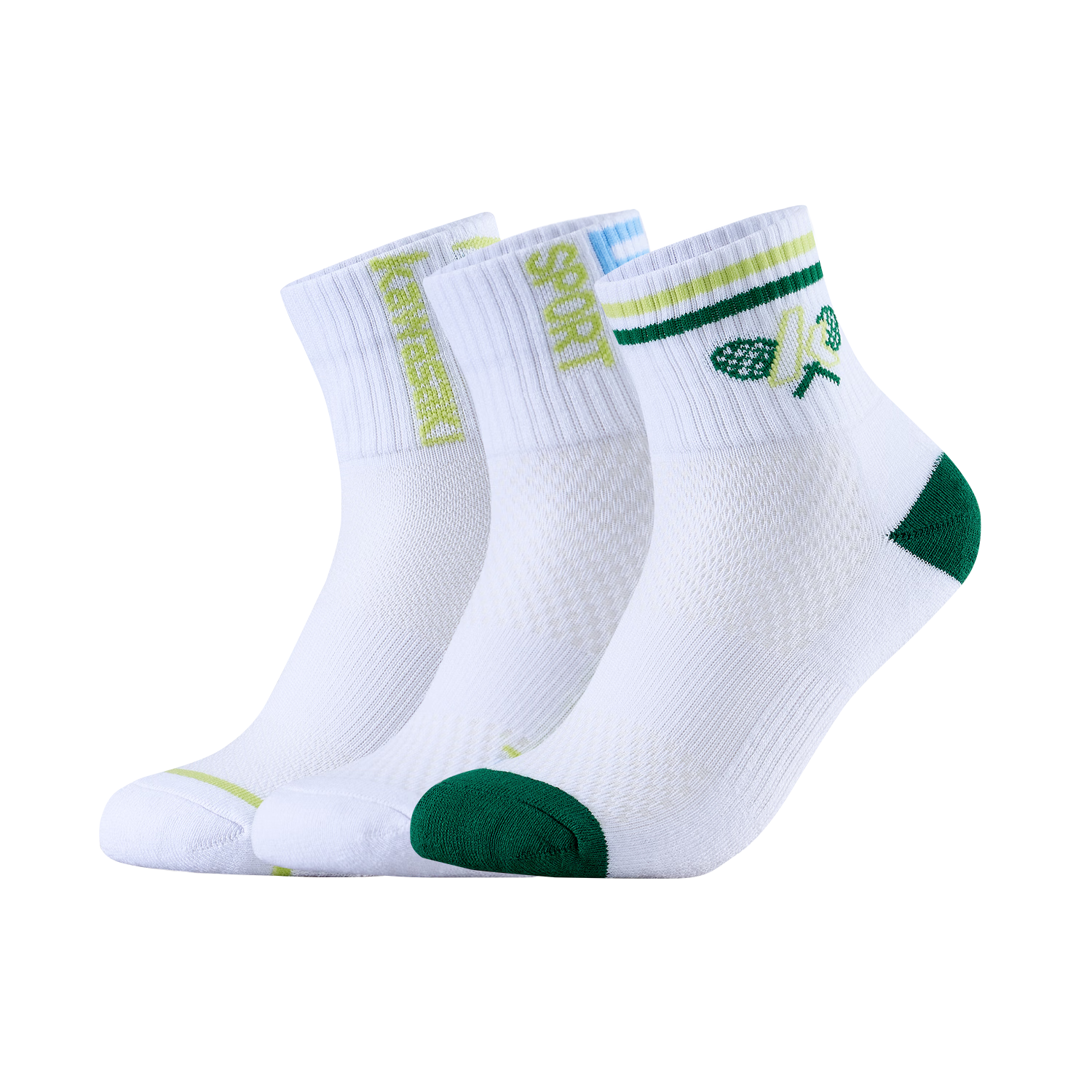 KAWASAKI Badminton Socks, Sports Children's Socks, Asakusa Blue B6603 (Three-Pair Pack)