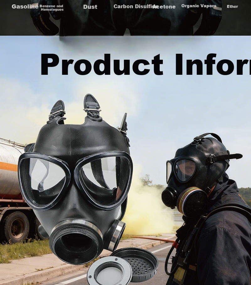 Puda MJ-4003 Full Face Gas Mask with No.3 Metal Canister, Self-Priming Organic Gas and Vapor Filter, Industrial Chemical Use, 1 Set 4