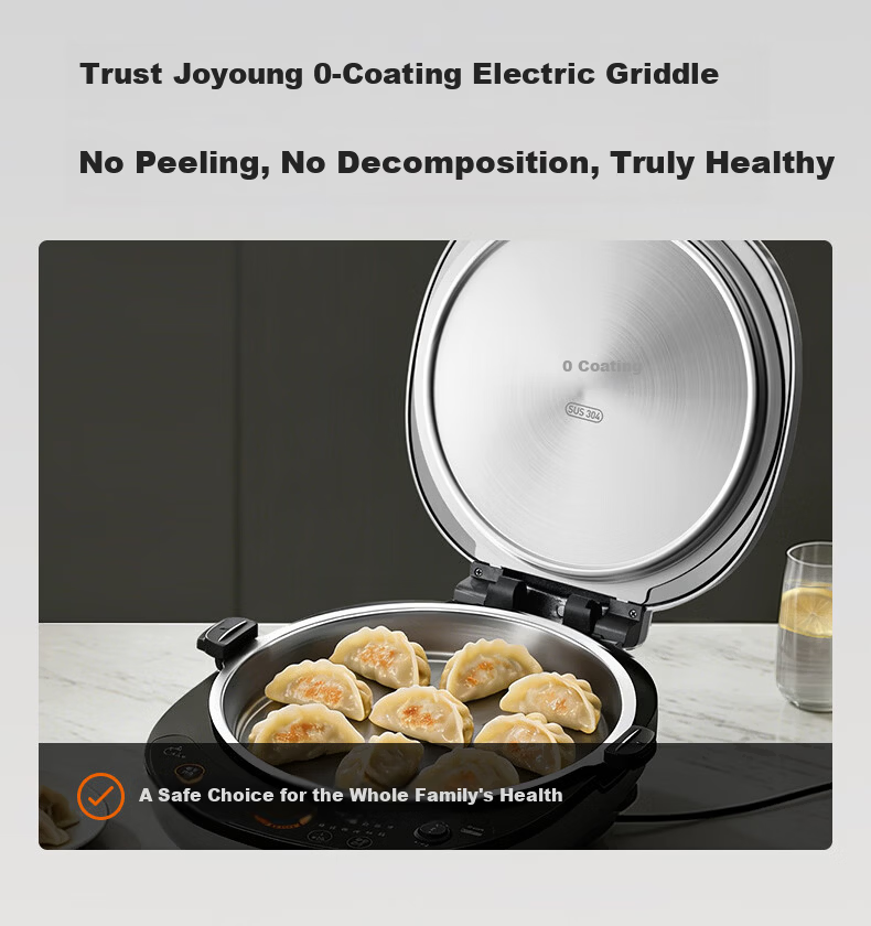 Joyoung New Stainless Steel Electric Griddle 0-Coating 36+8MM Floating Space Detachable Upper and Lower Plates 1700W Double-Sided Heating Pancake Maker JK30-GK750 4