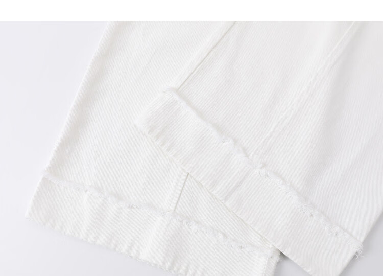 Demana Pure Cotton Breathable Summer Simple Style Wide Leg Cropped High Waist Slim Fit Raw Hem Women's Jeans 5