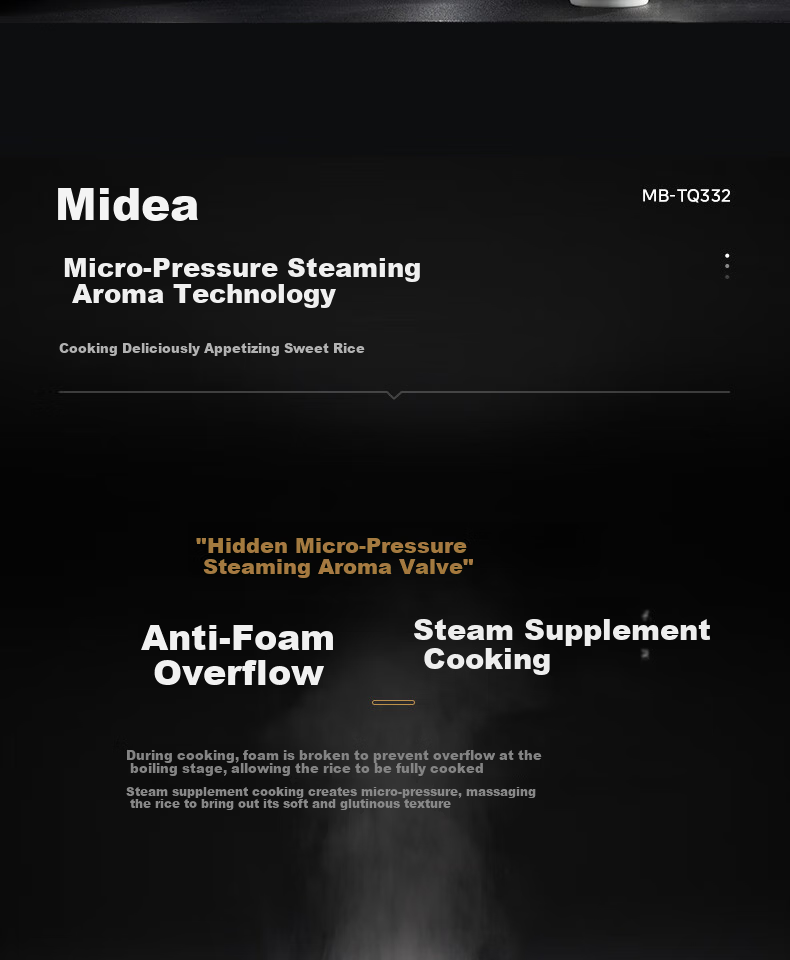Midea 3L Rice Cooker Home Micro-Pressure Slow Cook Smart Reservation Yogurt Multifunction Copper Energy-Gathering Non-Stick Inner Pot Electric Rice Cooker 1-6 People [MB-TQ332] 4