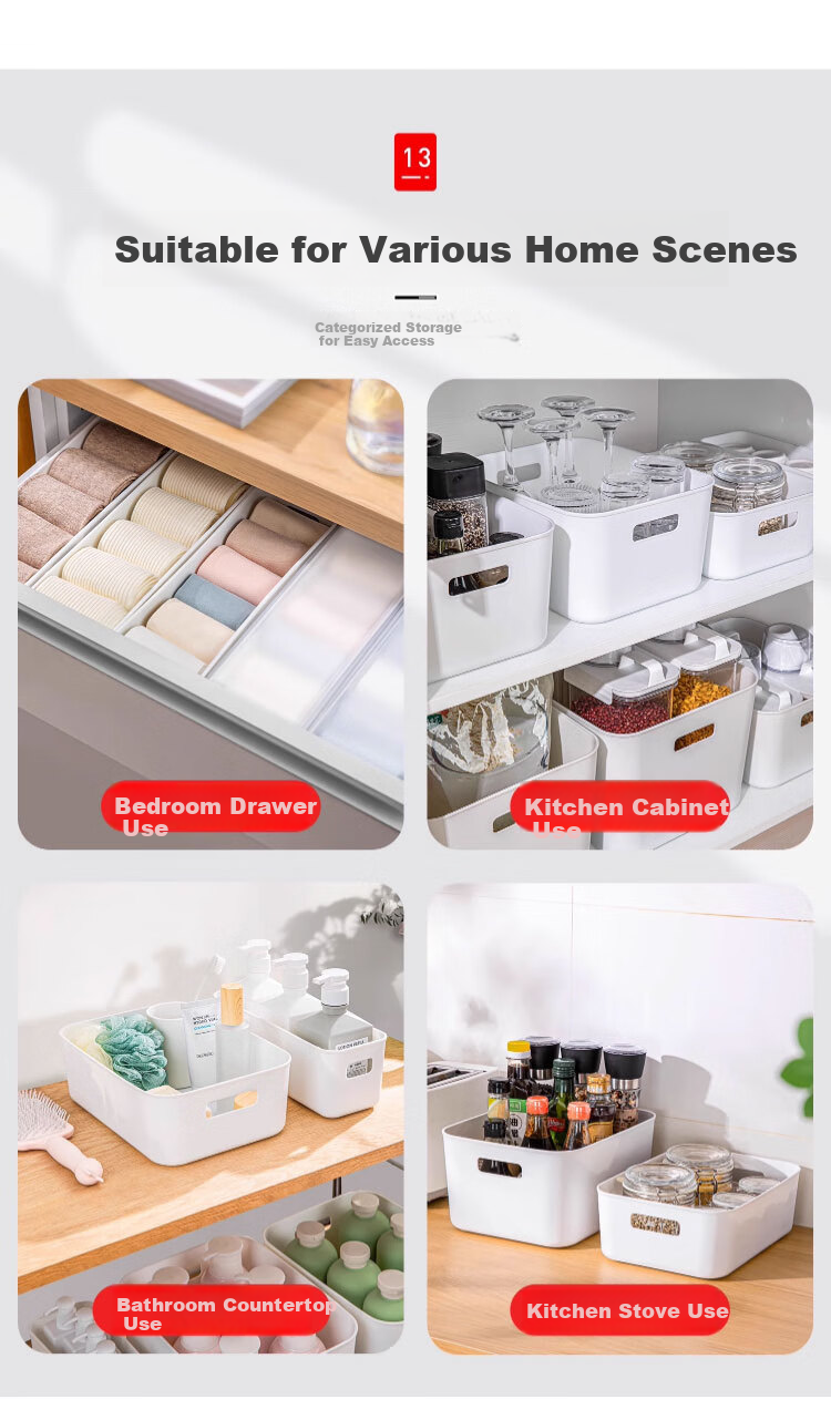 Zhifan Japanese Desktop Drawer Snack Storage Box Rectangular Kitchen Cabinet Organizer Small Miscellaneous Storage Box 14