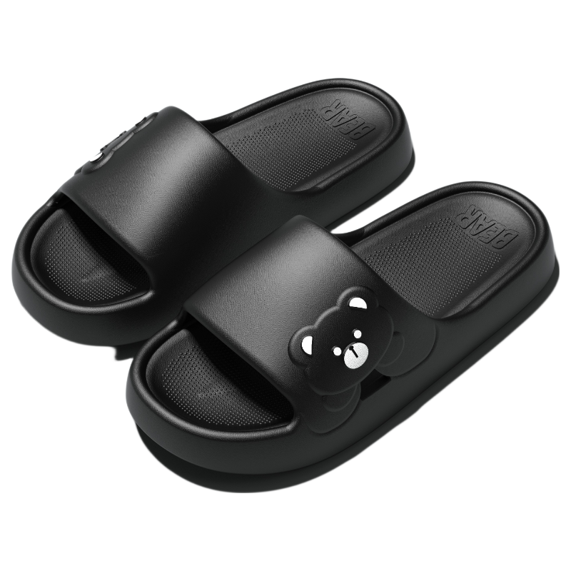 Qiumuxi Women's Soft Sole Slippers Non-Slip EVA Silent Thick Sole Indoor Bathroom Slippers Dark Night Black Size 40-41
