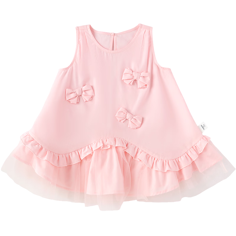 Balabala Baby Dress Infant Dress Children's Princess Dress 2026 New Summer Breathable Sweet Mesh Splicing