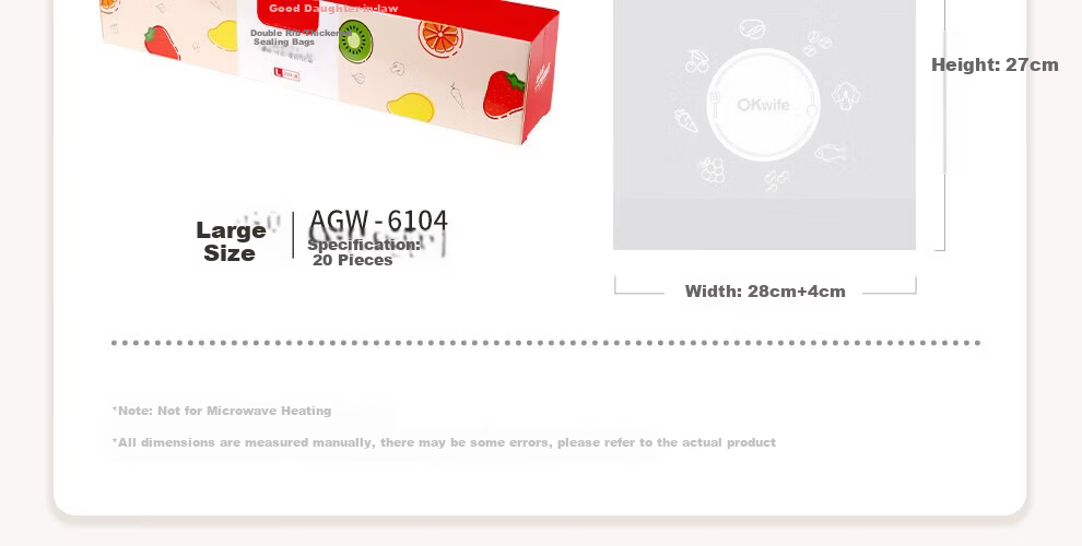 Good Wife Food Sealing Bags Small Size Stand-Up 40pcs Thickened Double-Strap Seal Fresh-Keeping Storage Freezer Bags 5