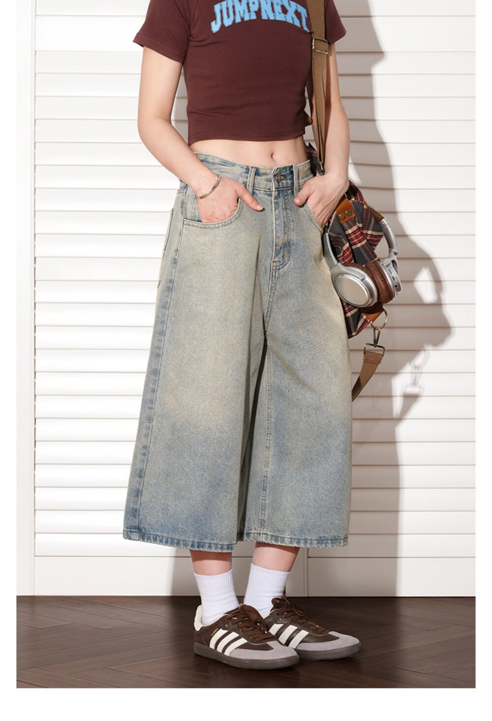 ICH MODE Vintage American Style Lightweight Washed Denim Shorts Thin Women's 2026 New Versatile Seven-Point Pants Black L 5