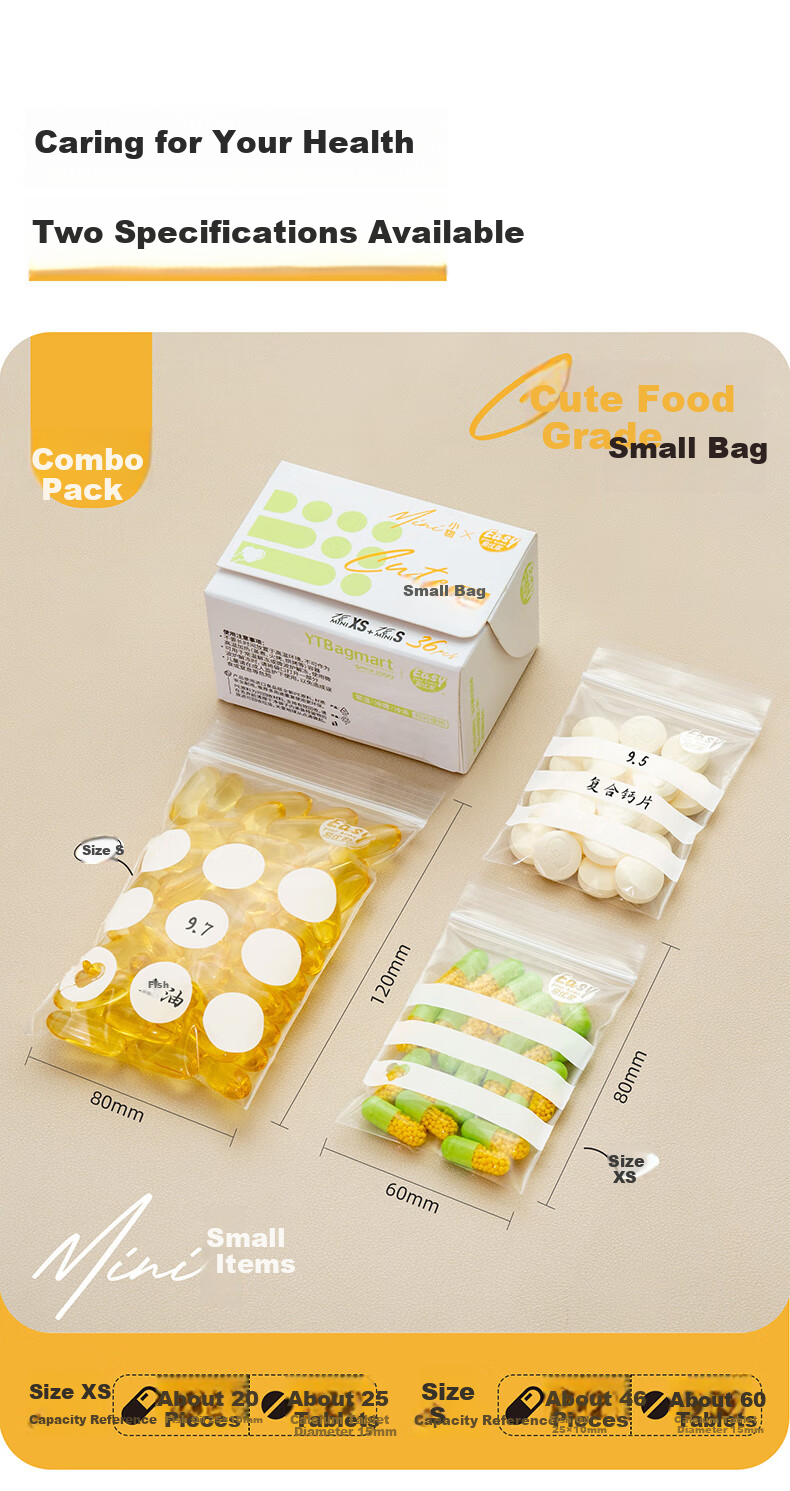 Eyoujia Antibacterial Medicine Dispensing Bags 108pcs Portable Pill Box Sealed Moisture-Proof Medicine Storage Bags with Zipper 4