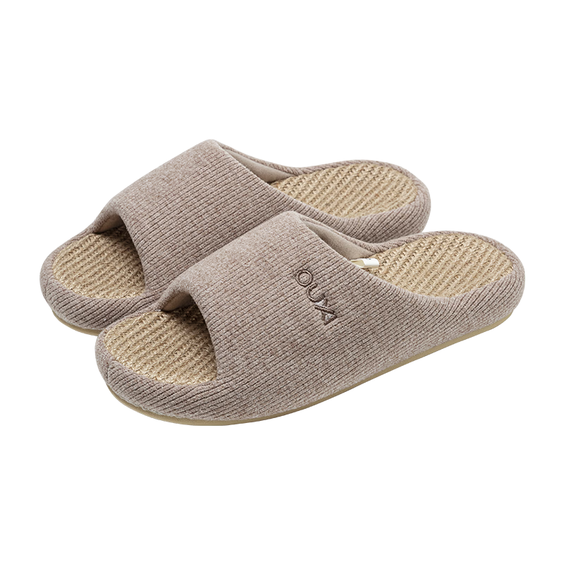 Puxia Linen Slippers Women Indoor Home Non-slip Odor-resistant Bedroom Unisex Cotton Linen Slippers Men Brown Size 42-43
