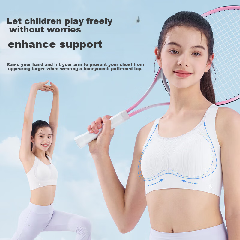 Jiusuibian Posture Correction Children's Underwear Girls 12-15 Years 7A Antibacterial Mesh Thin Girl Sports Bra PE Class Sports Vest