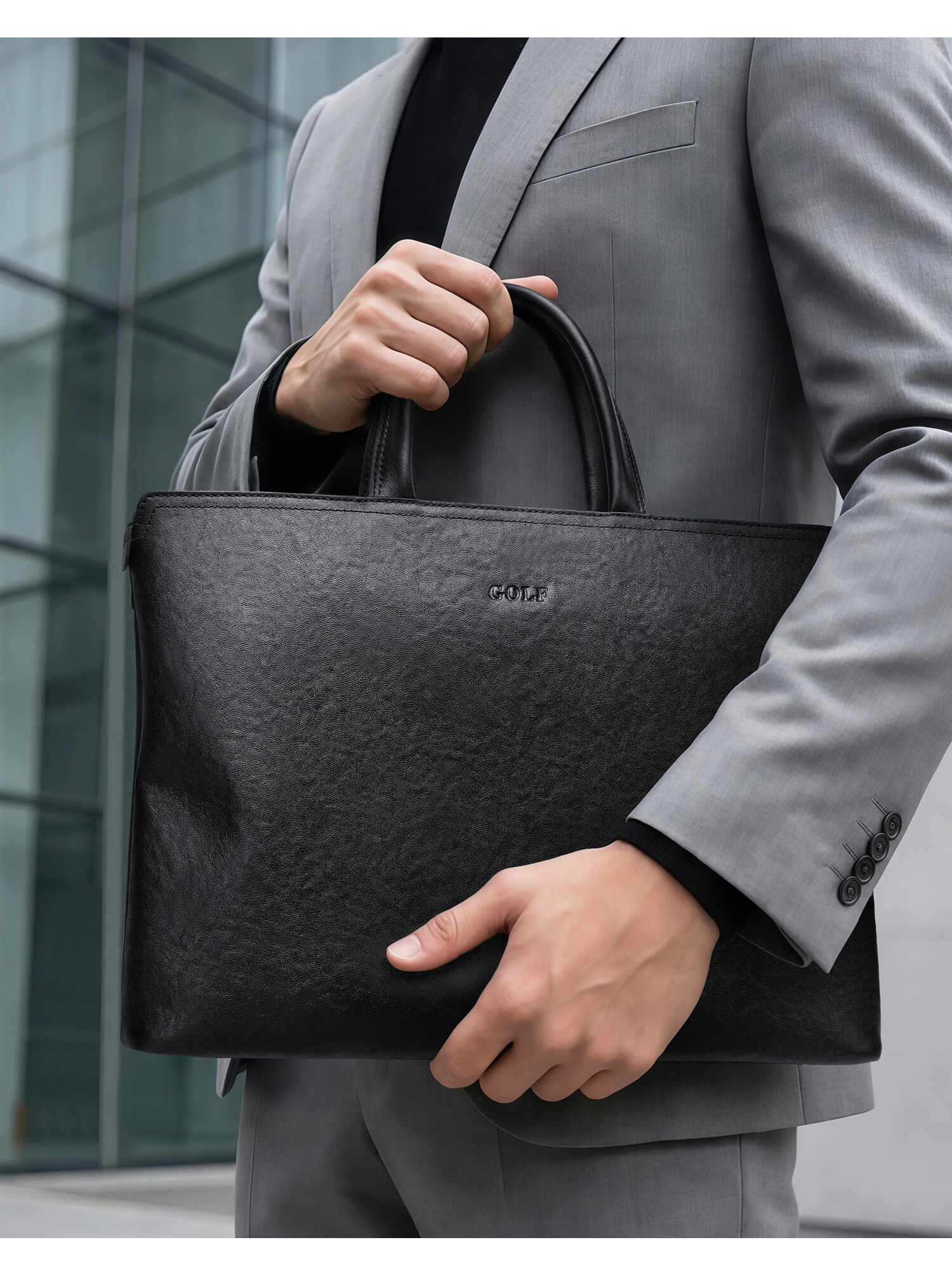 GOLF Men's Briefcase First Layer Cowhide Handbag 13.3/14 Inch Laptop Bag Business Document Bag 7