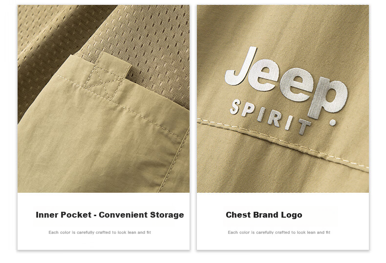 JEEP SPIRIT Men's Spring and Autumn Casual Sleeveless Vest Khaki L 28