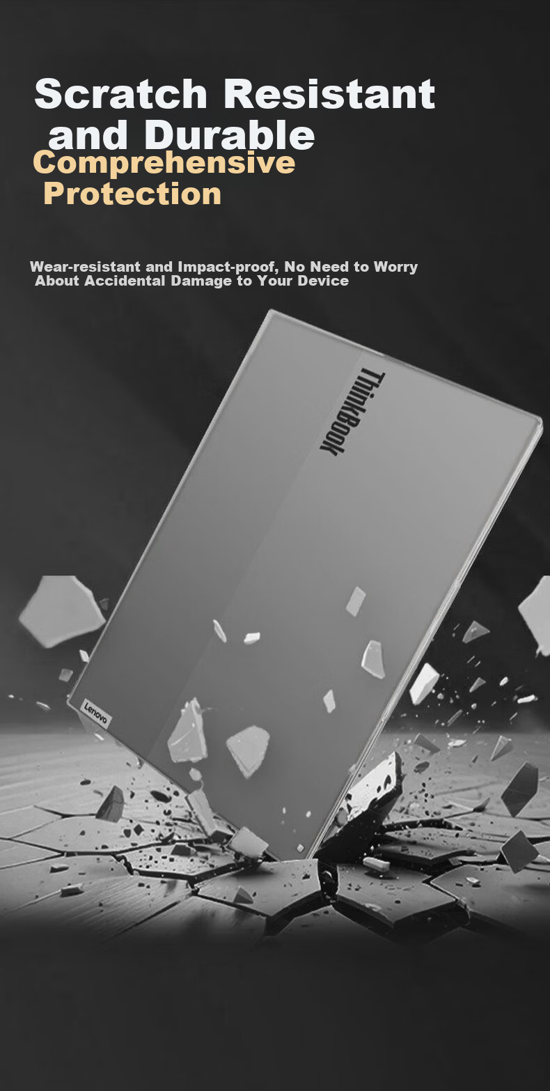 Jiasu Lenovo ThinkBook 16 High Transparency Matte Crystal Protective Case 2025/24/23 Models 16-inch Laptop Sleeve Matte Transparent Crystal Shell Shockproof 3
