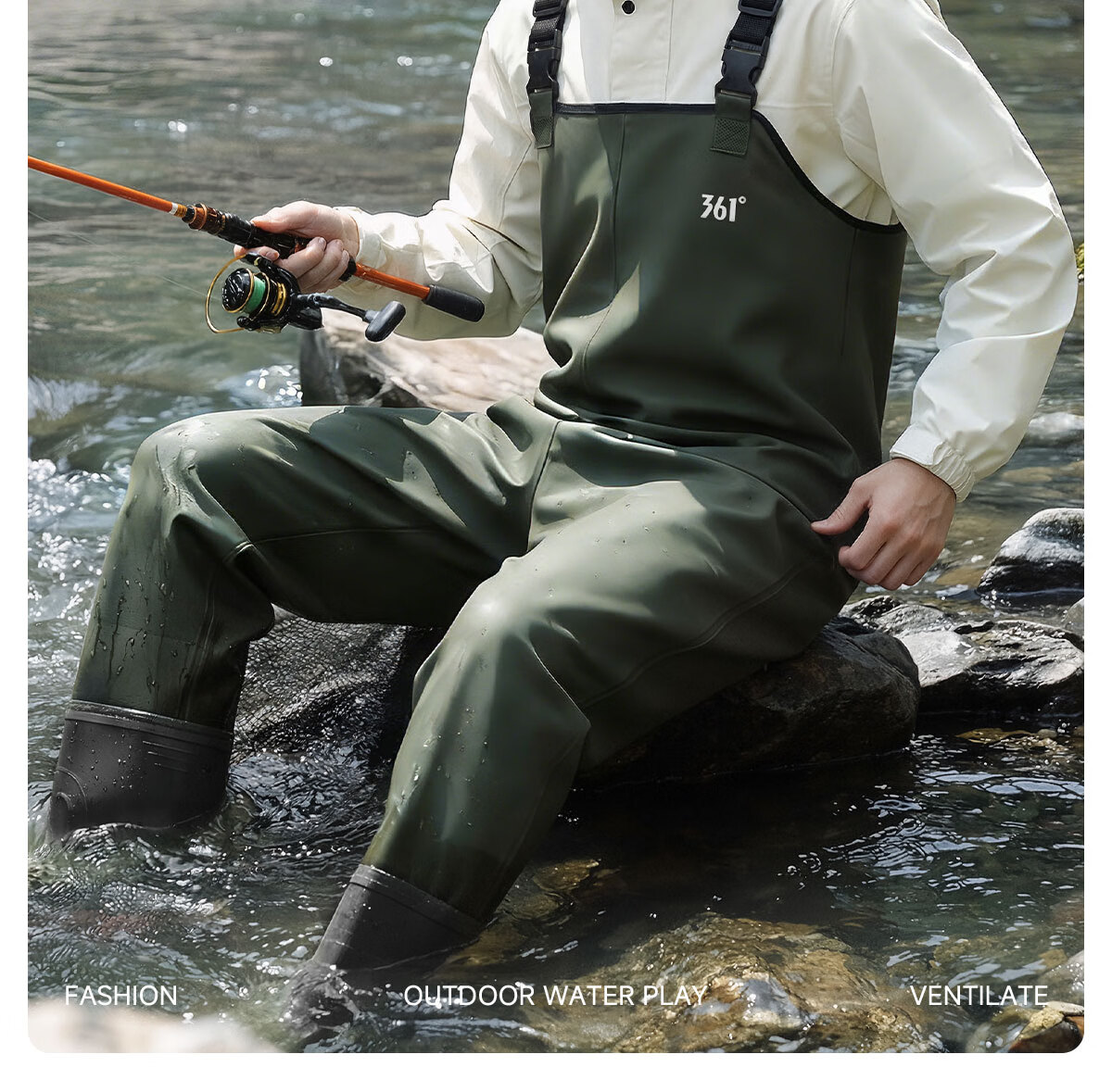 361° Adult Swim Pants Water Play Pants Creek Trekking Pants Beachcombing Pants One-piece Water Pants Water Shoes Half-body Waterproof Suit for Fishing and Beachcombing 1