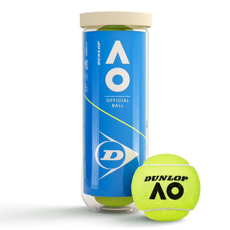 DUNLOP Official Ball for Australian Open AO Tennis Tournament And Training, Rubber Canister, Full Box of 24 Tubes, 601601