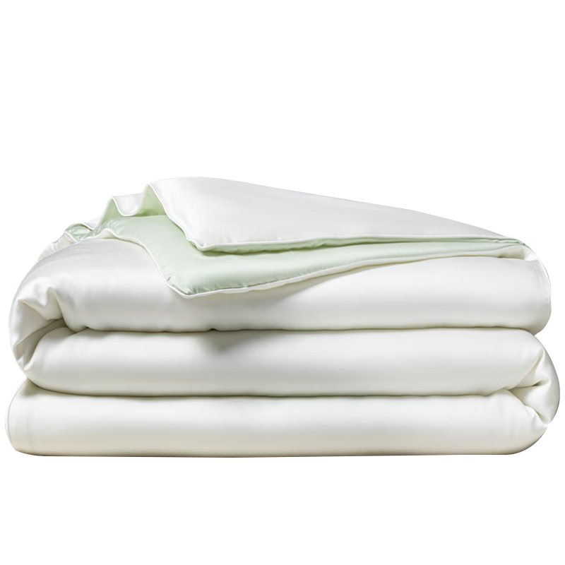 Wuyinliangpin Class A Washable Ice Silk Summer Quilt, Cool Thin Summer Blanket, Single/double Air Conditioning Comforter, 200*230cm White And Gree