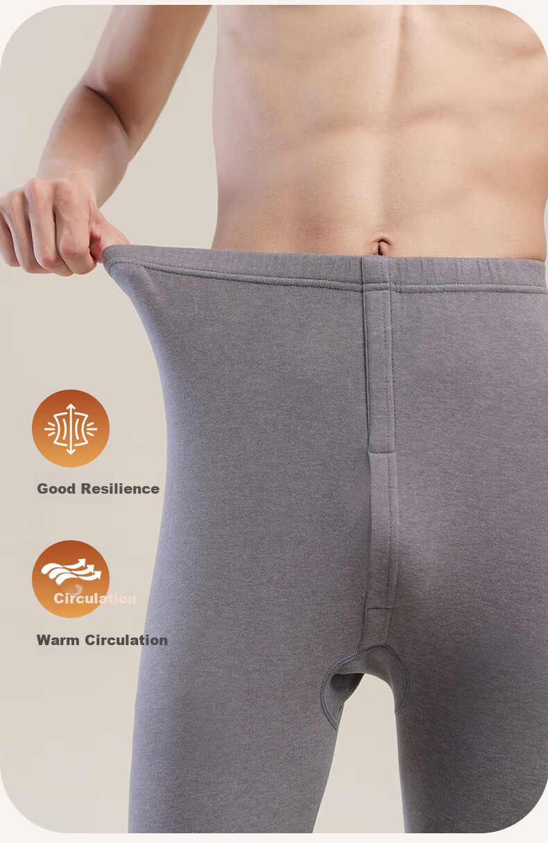 Grace Men's Thermal Fleece-Lined Thickened Winter Silk Wool Knee Support Sleep Pants Autumn Inner Fleece Trousers 9
