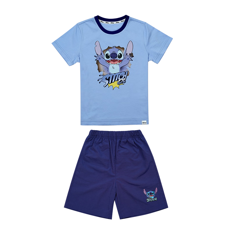 Disney 2026 New Summer Boys' 100% Cotton Short Sleeve T-Shirt and Shorts Breathable Cool Performance Stitch 140CM