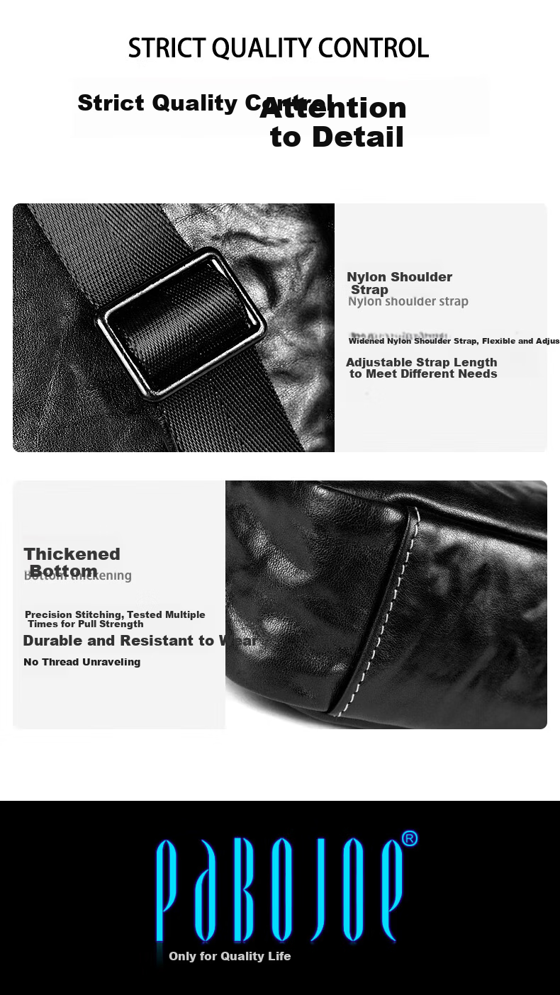 Paibaojue Men's Chest Bag First Layer Cowhide Luxury Fashion Large Capacity Single Shoulder Crossbody Bag Commuter Men's Bag Birthday Gift 12