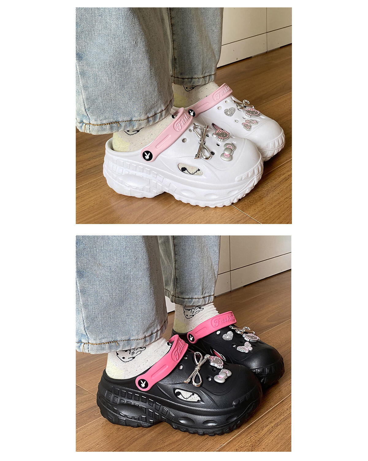 PLAYBOY Women's Summer 2026 Hole Sandals Dual-Wear Comfortable Slippers Beach Shoes Black Size 36/37 5