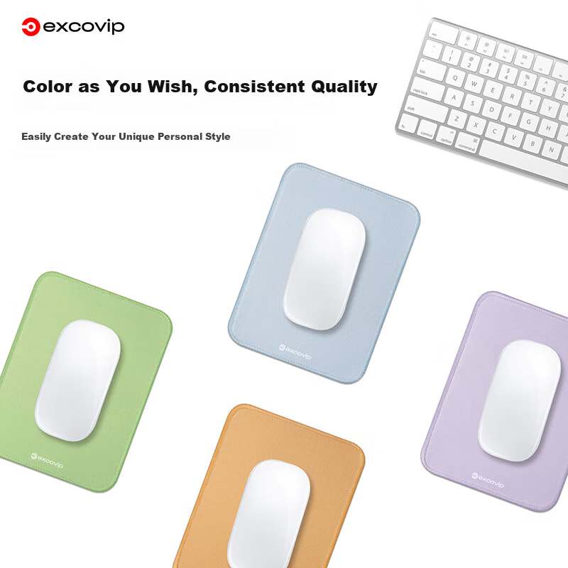 EXCO Blue Gray Small Square Mouse Pad Edge-Lined Computer Office Portable Desk Mat Gaming Mouse Pad Keyboard Game Cute Small Desk Mat Washable 0594 2