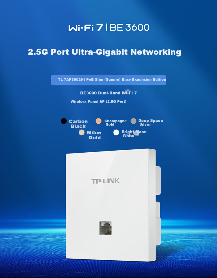 TP-LINK Whole-House Wi-Fi 7 Wireless Panel AP Set with One-To BE3600 High-Speed Stable TL-7AP3602HI Deep Space Silver Set (Pack of 3) 1