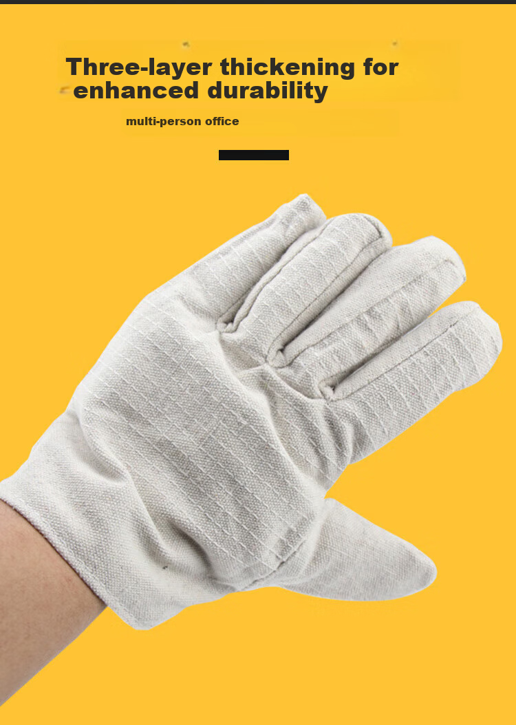 Mashifu Double-Layer Canvas Gloves 24-Stitch Wear-Resistant Tear-Resistant Work Safety Welding Protective Gloves with Lining 5 Pairs 2