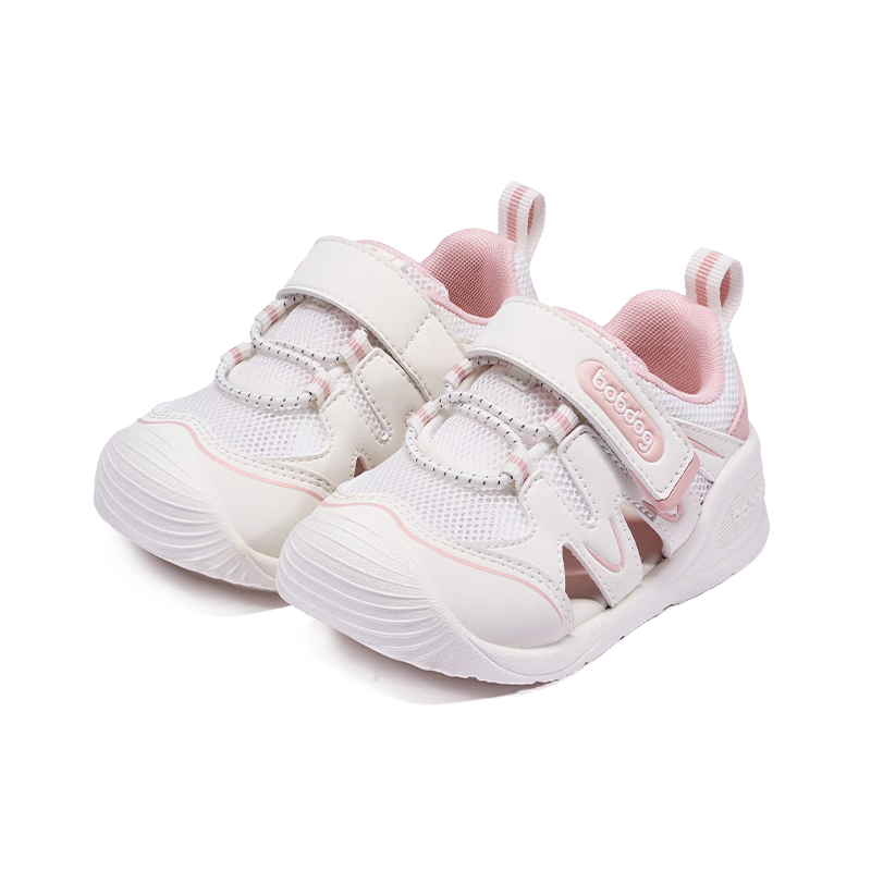 BOBDOG Toddler Baby First Walking Shoes Children's Sandals Infant Boys Girls Functional Shoes White Pink Size 25