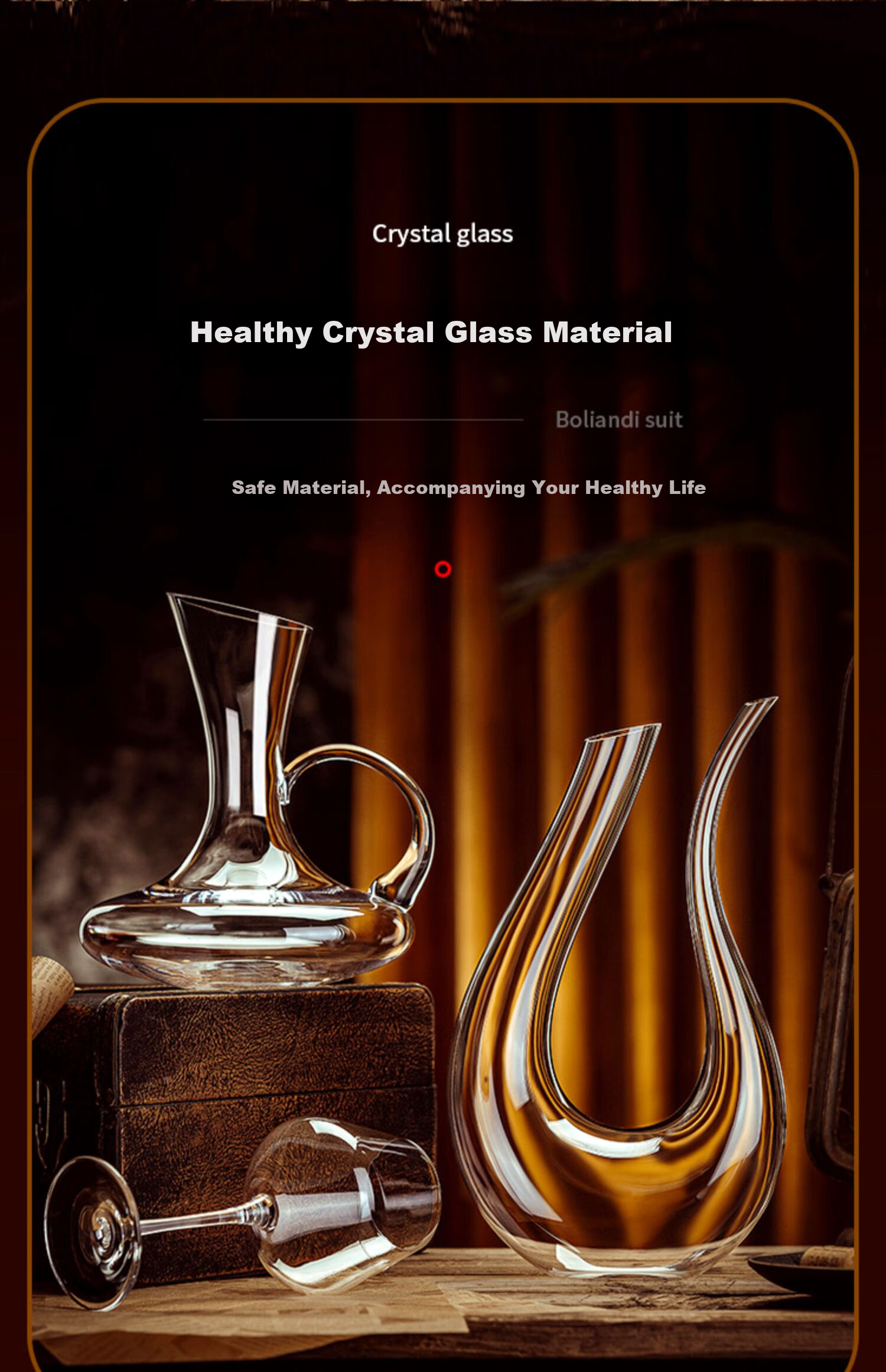 FANKAQI Luxury Crystal Wine Glass Set with Decanter High Stem Red Wine Glasses Gift for Housewarming Birthday Holiday 3