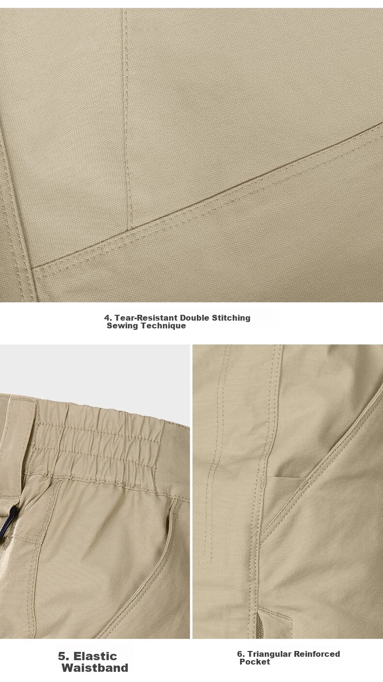 Free Soldier Asahi Tactical Work Pants Outdoor Stretch Breathable Men's Casual Scratch-Resistant Durable Work Pants Khaki 30W/30L 19
