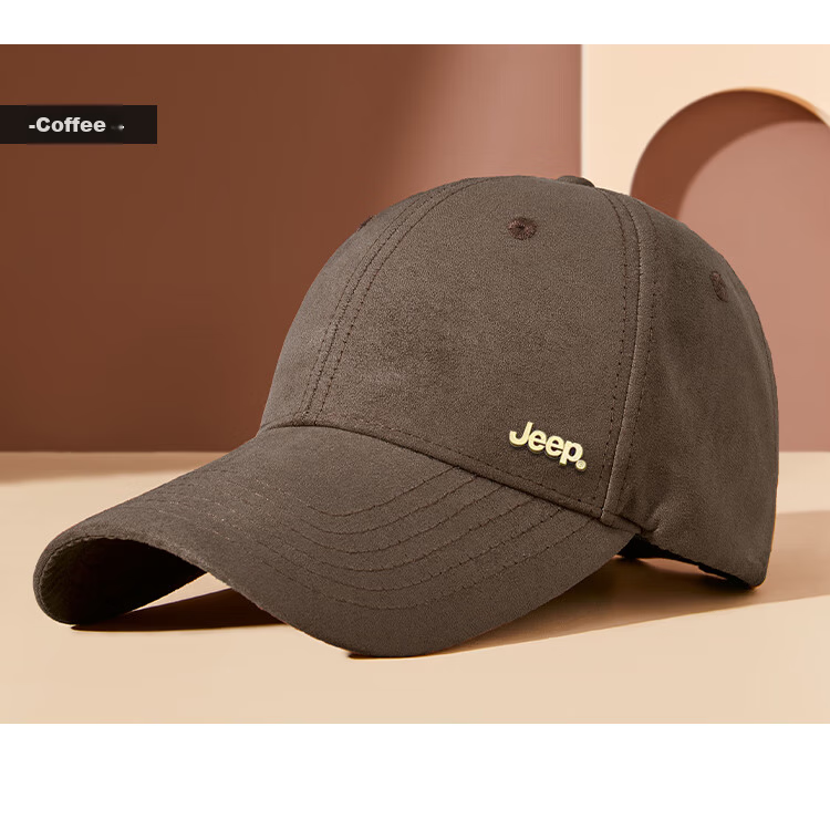 JEEP Men's Baseball Cap Four-Season Universal Fine Suede Hard Top Duckbill Outdoor Sun Hat Unisex 11