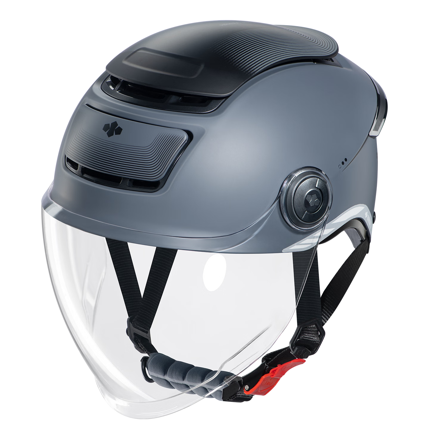 Two Little Bees 3C Certified Electric Motorcycle Helmet Unisex Summer Sun Protection Half Helmet 2026 New TK58 Safety Helmet 3.0 Xuanwu Blue [Color-Changing Long Visor] with Free Tail Light