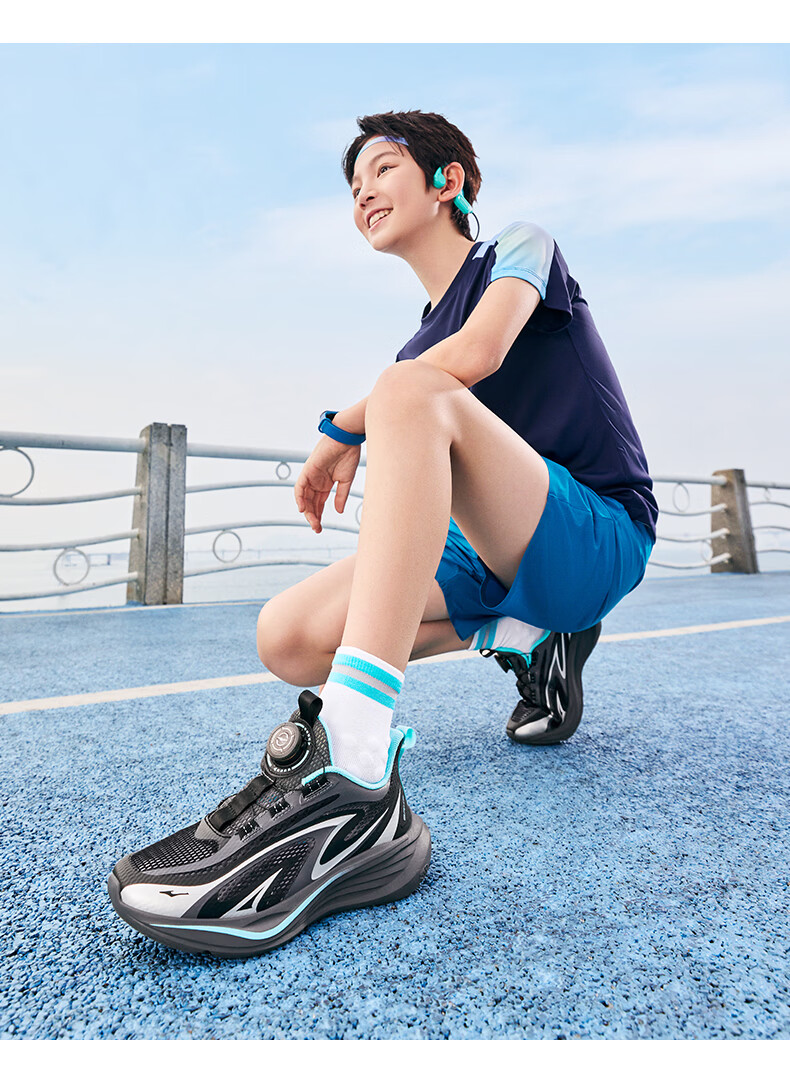 ERKE Kids Breathable Sports Shoes Boys and Girls Children's Cushioning Durable Running Shoes Microcrystalline White/Snow Cream/Aqua Green Size 36 31
