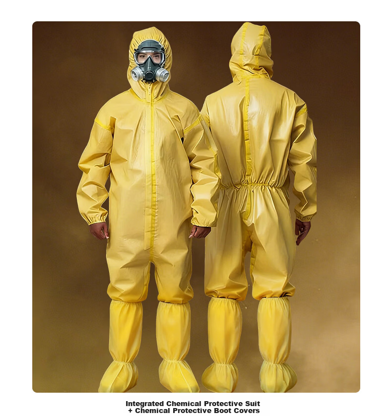 George Barton Protective Suit C-Level Chemical Protective Coverall Full-Body Industrial Dustproof Suit Paint Spraying Suit Yellow Splash-Resistant Acid and Alkali Resistant Chemical Workwear One-Piece 11