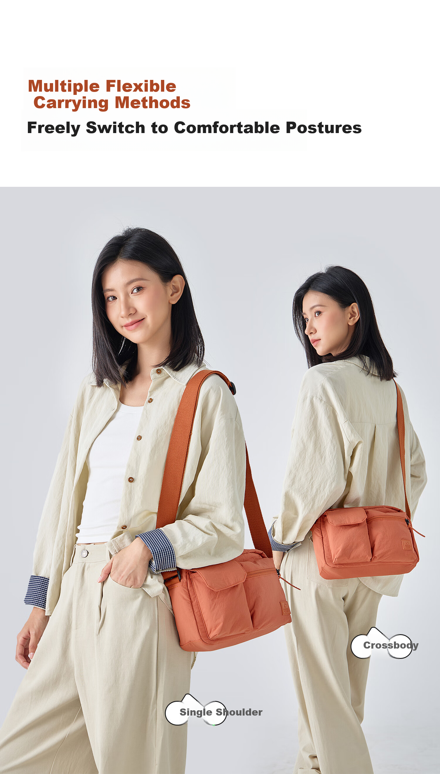FOUVOR Fox Women's Oxford Cloth Crossbody Bag Lightweight Fashion Small Square Simple Casual Shoulder Bag Orange 18