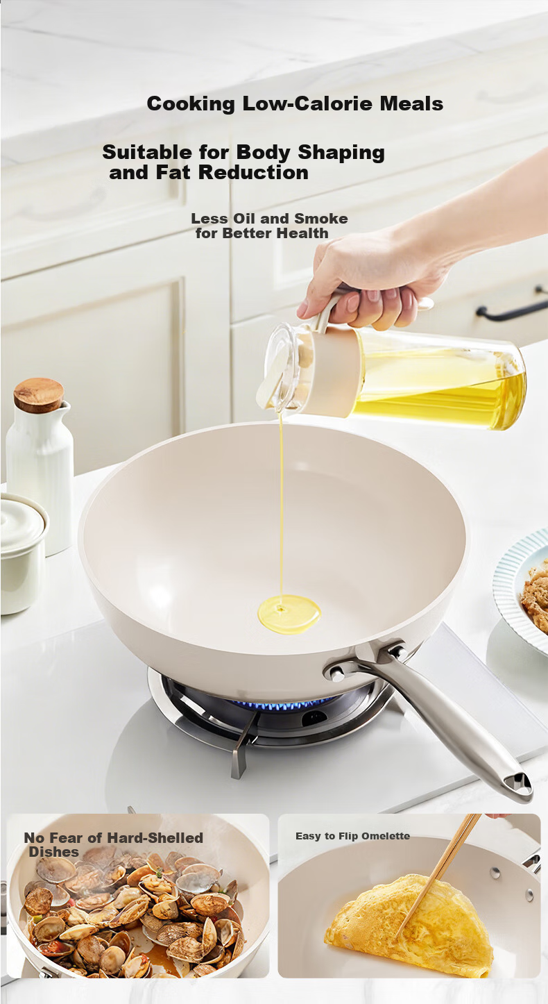 Xingmengxiang NEW DREAM Pebble Non-Stick Coating-Free Ceramic Wok 28cm for Gas Stove and Induction Cooker 9