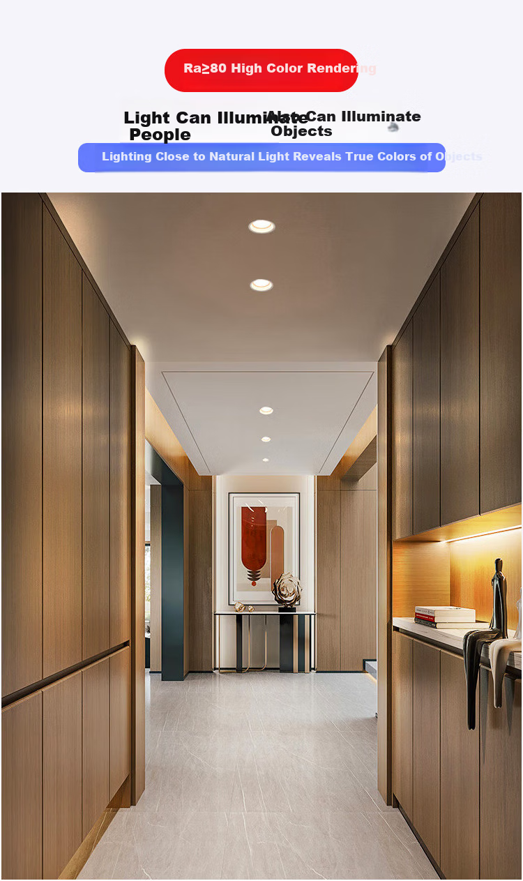 FSL Foshan Lighting LED Deep Anti-Glare Recessed Downlight Non-Main Light Home Living Room Ceiling Hole Light 6W Warm White Opening Size φ75mm 8