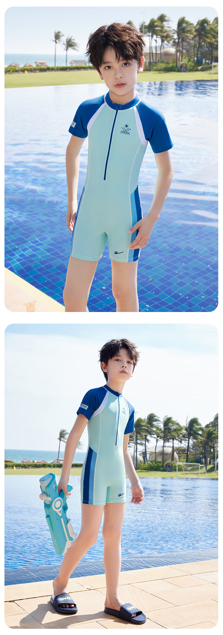 Warrior New Kids Boys Professional Training One-Piece Swimsuit Large Children 36242H2K Blue Size 145 10