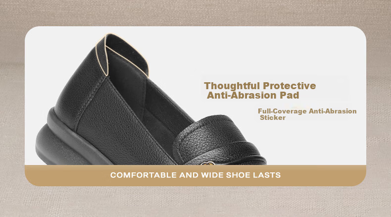 Red Dragonfly Women's Spring Summer Soft Sole Elderly Leather Flat Shoes WJB35828 Black Size 36 3