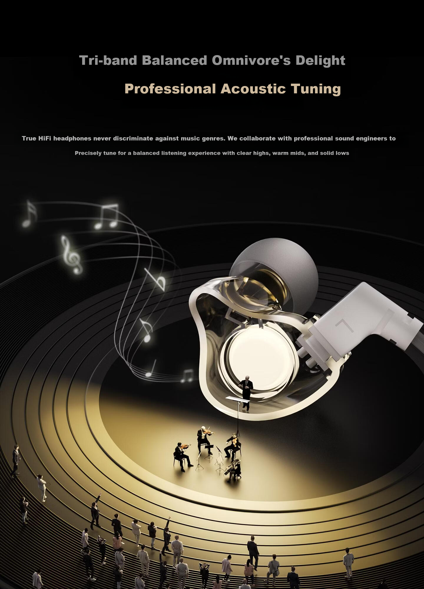 HP Sanshengbei Wired HiFi Earphones Ear-hook In-ear Noise Cancelling Microphone Live Streaming Gaming Music 3.5MM Silver Frost 6