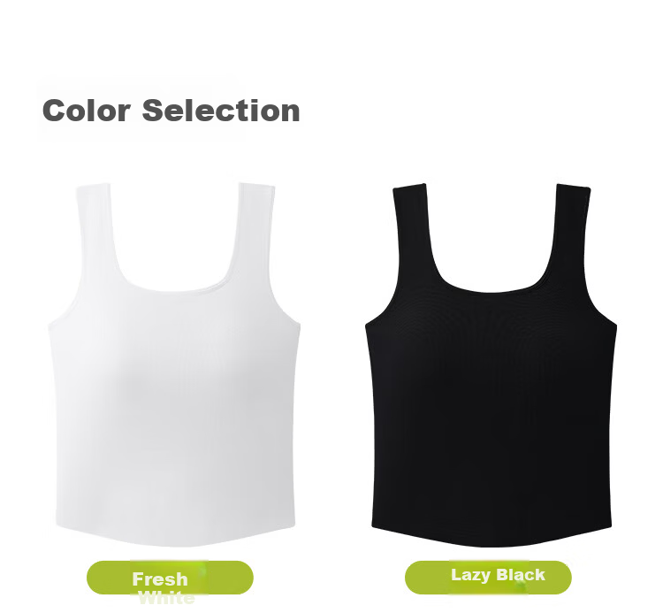 MiiOW Women's Cross Back Strap Vest with Nude Chest Pad, Antibacterial Slim Fit Base Layer, Black M 15