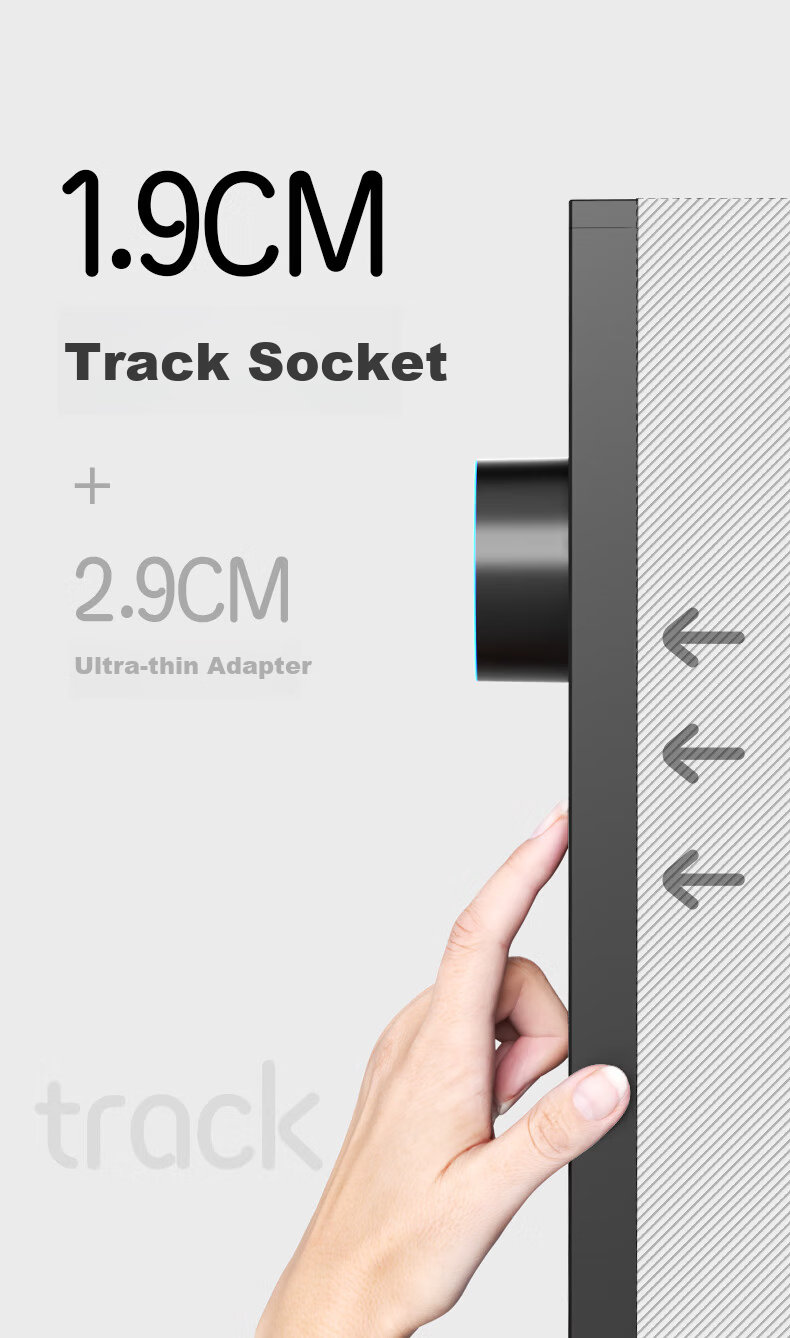 Aodoran Track Socket Surface Mounted Track No Drilling Movable Wall Track Socket 500mm+4 Five-Hole G4 Series Gray 9