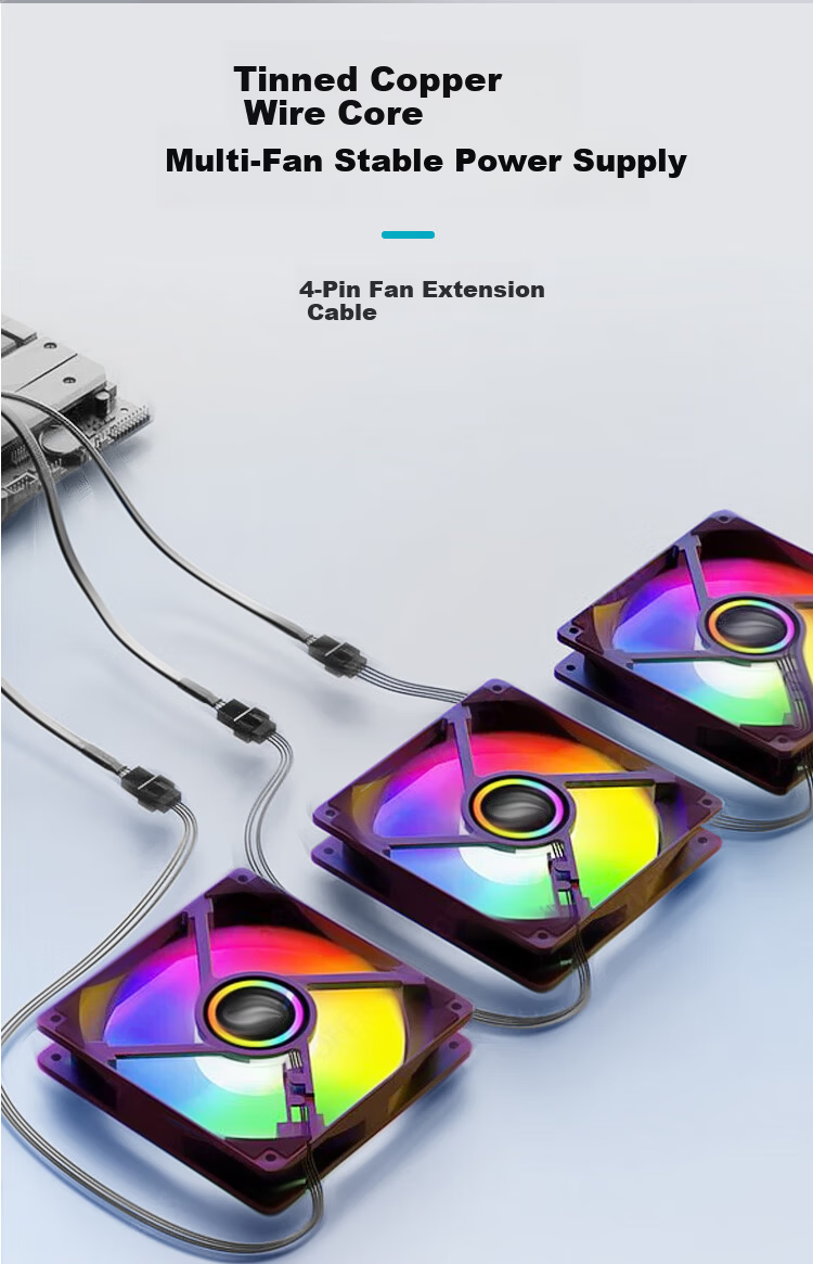 ZHENWEI Computer Cooling Fan SATA to 3pin/4pin One-to-One 30cm 4