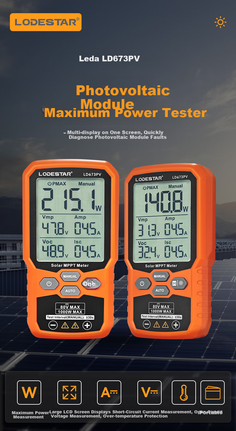 LODESTAR PV Module Maximum Power Tester Solar Panel Detector MPPT Peak Multimeter LD673PV 2