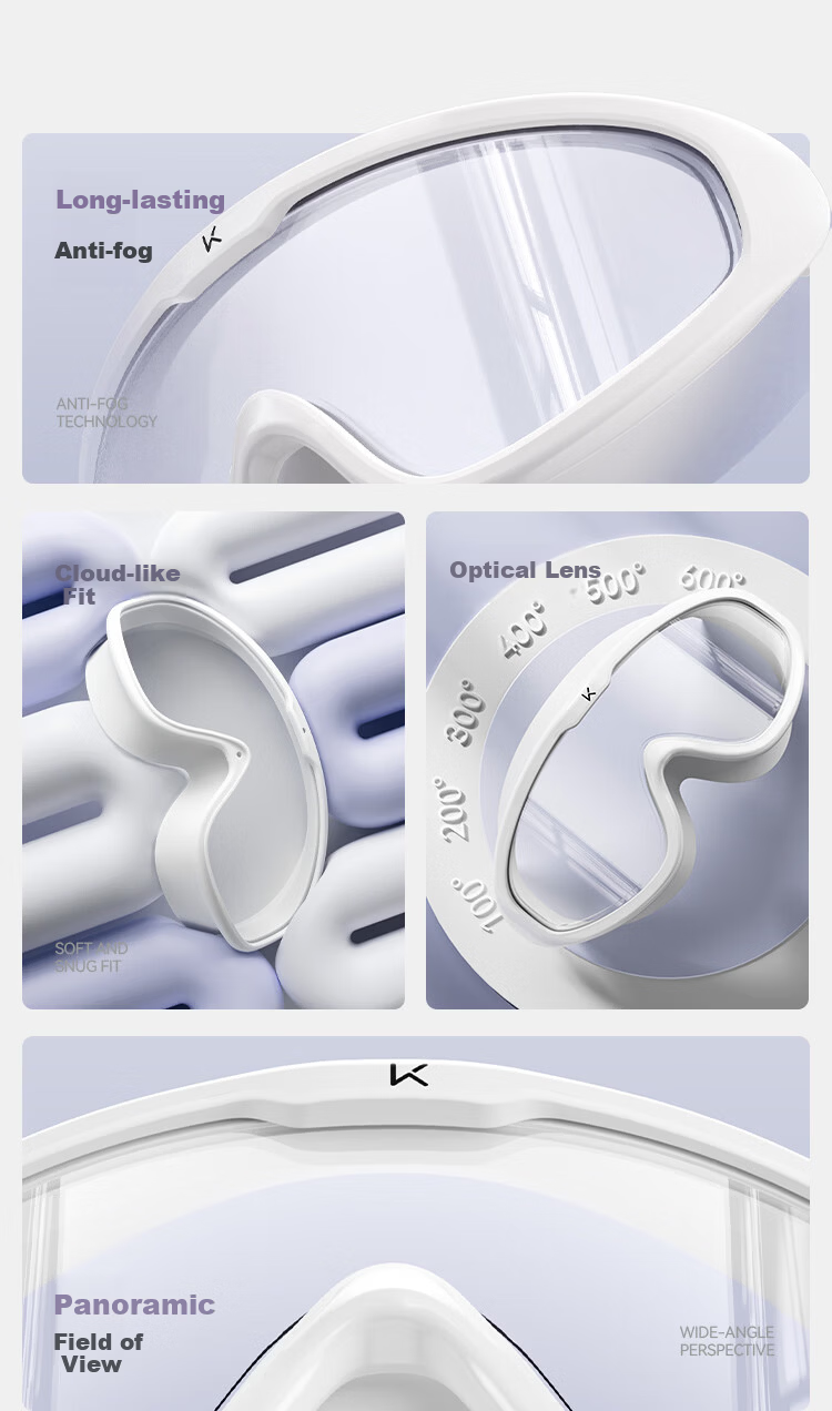 Keep Large Frame Waterproof Anti-Fog Swimming Goggles Unisex Comfortable Adult 473 Moonlight White 3