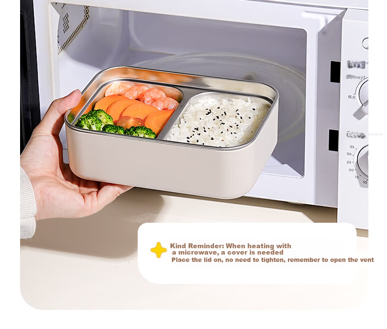 Ymer Stainless Steel Lunch Box Microwaveable Fresh-Keeping Bento Box for Office Workers [Visible Glass Large Double-Compartment] 15