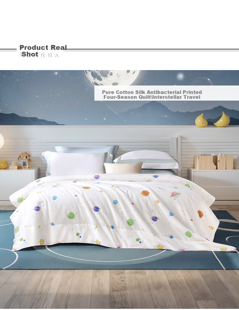 Fuanna Children's A-Class 100% Cotton Silk Quilt Single Student Dormitory Spring and Autumn Four Seasons Quilt Core 1.2m Bed 152*210cm 9